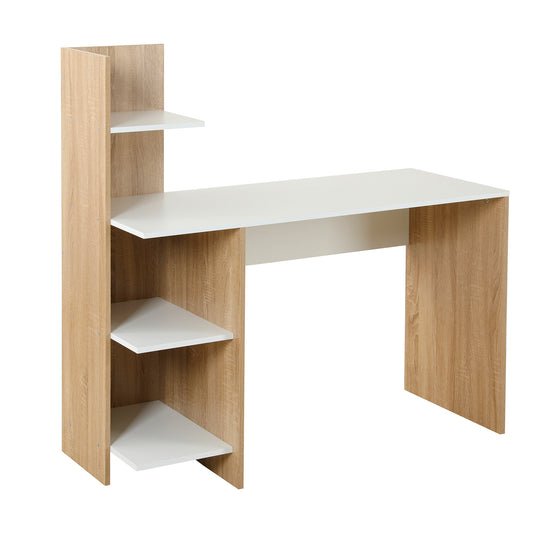 Escritorio con Biblioteca Blanco y Marrón Maple