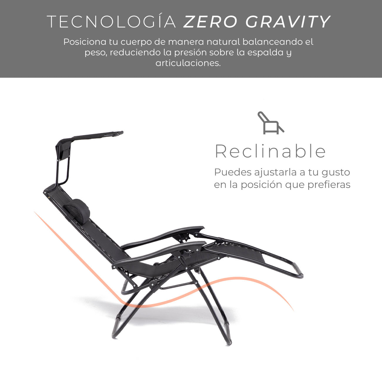 Reposera Zero Gravity con Techo Zen Canopy