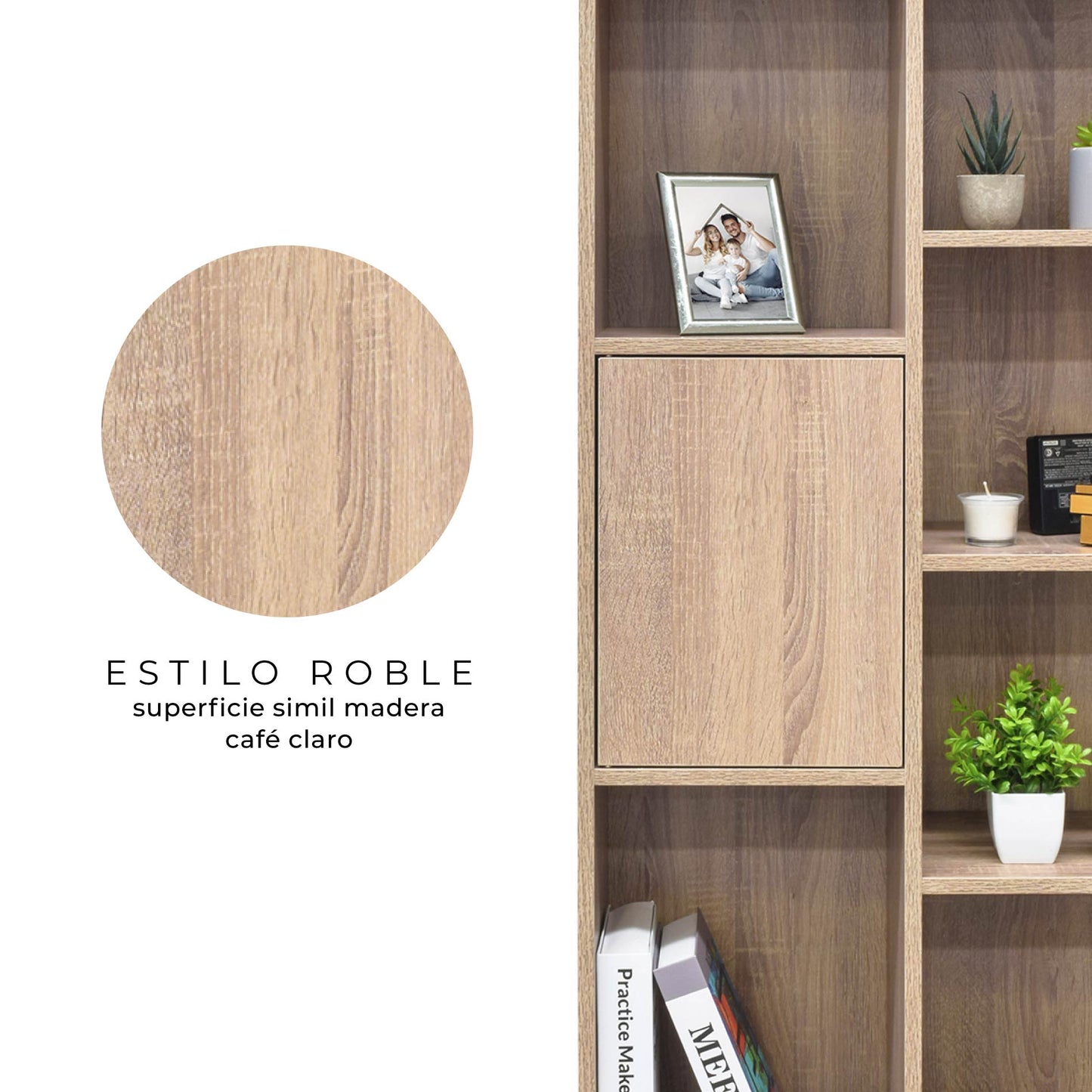 Biblioteca Estilo Madera Roble Tokio