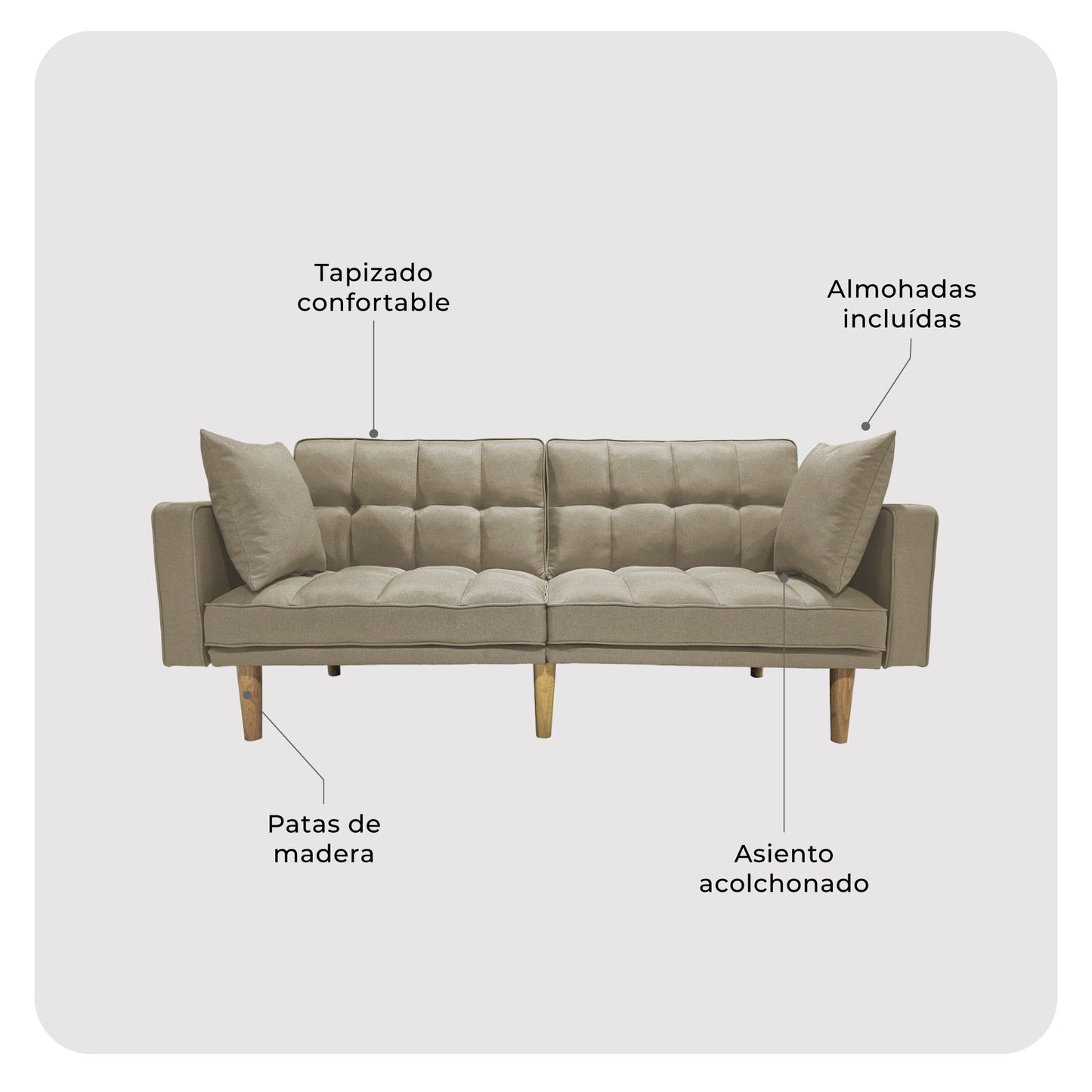 Sofá Cama 2 Cuerpos Fiano Beige