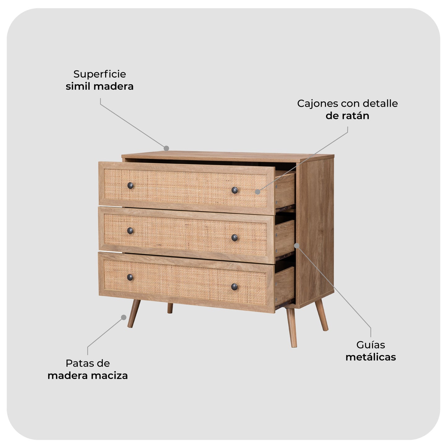 Cómoda Panabo de Rattan