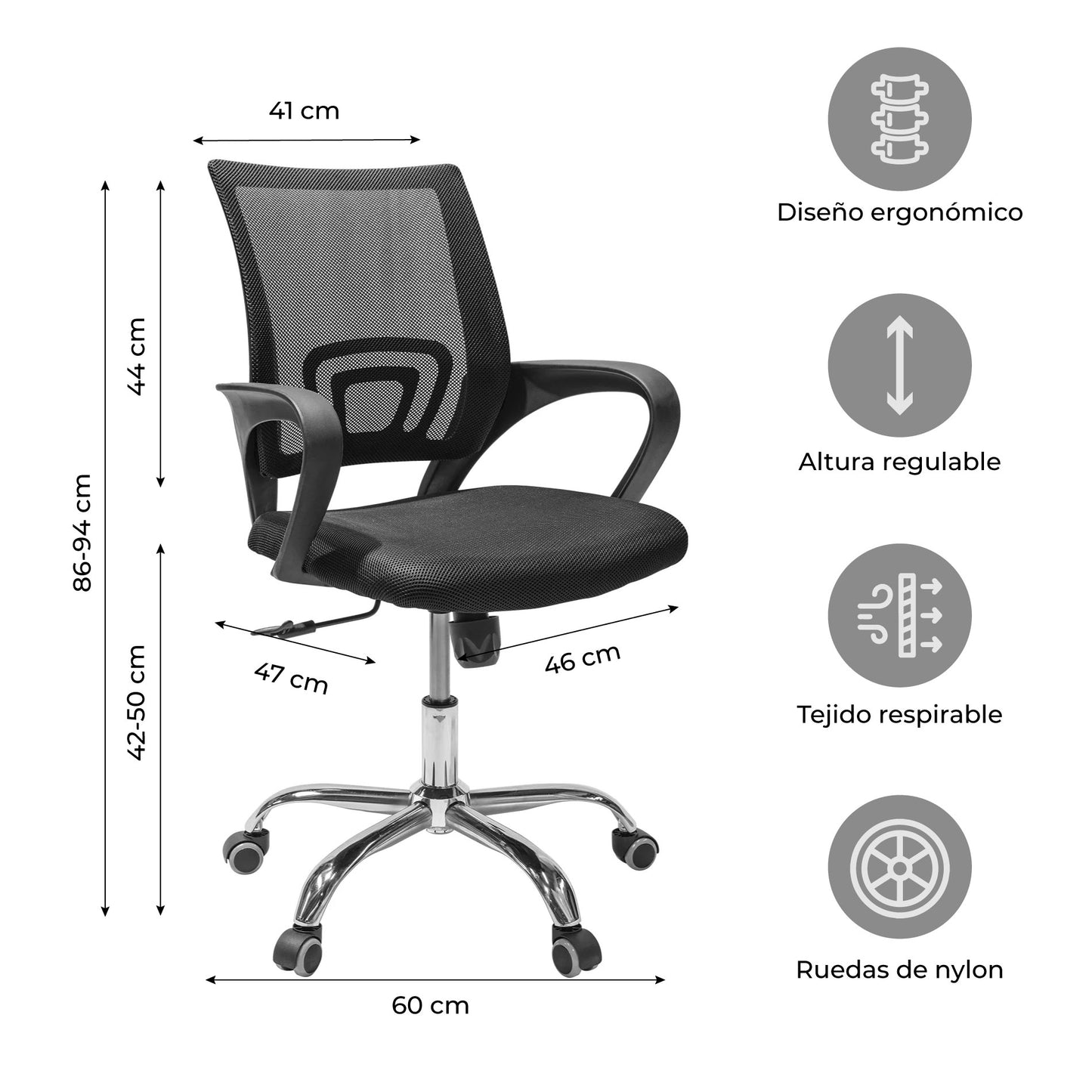 Silla de Escritorio Ergonómica Mesh+