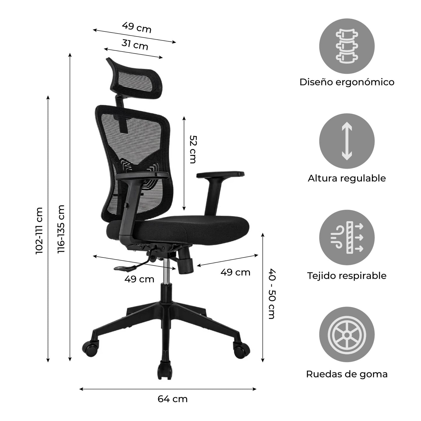 Silla de Escritorio Ergonómica Ankara Black