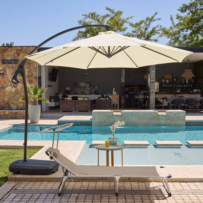 Sombrilla Lateral Con Base Beige