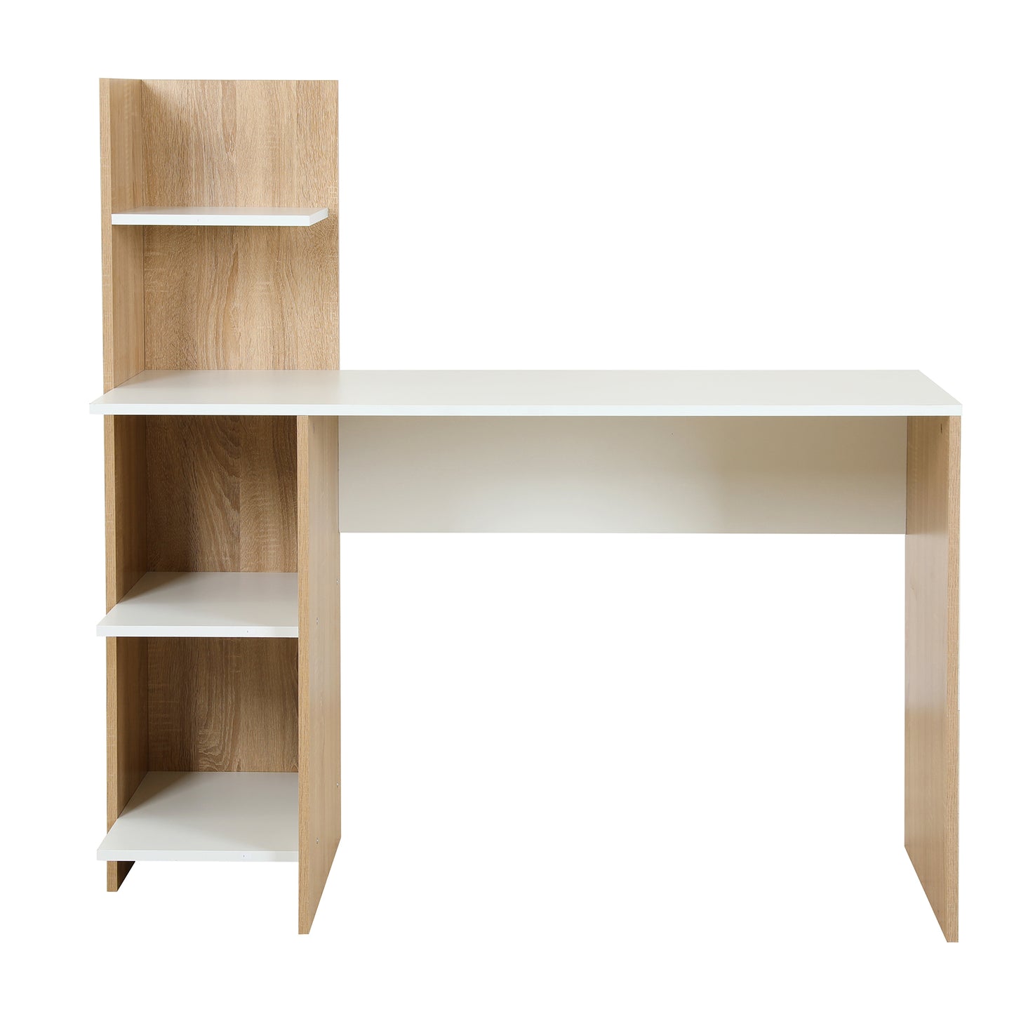 Escritorio con Biblioteca Blanco y Marrón Maple