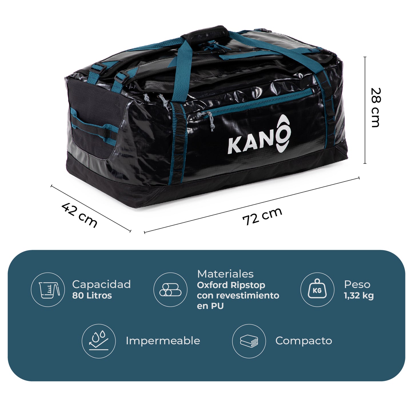 Bolso Mochila Impermeable 80L Roy Black