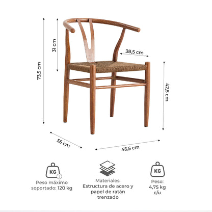Set x2 Sillas de Comedor Makati Estilo Wishbone