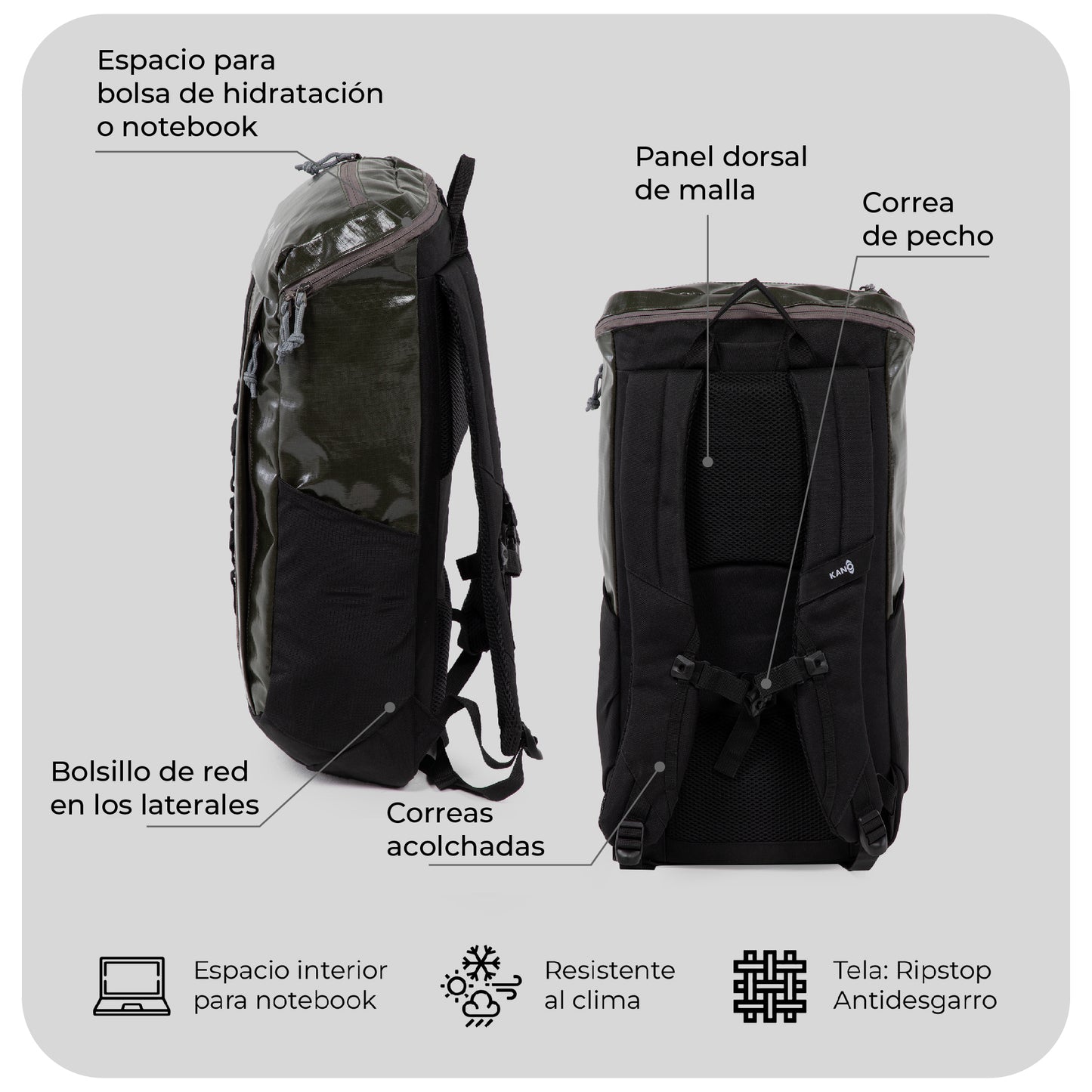 Mochila Outdoor 25L Andes Verde