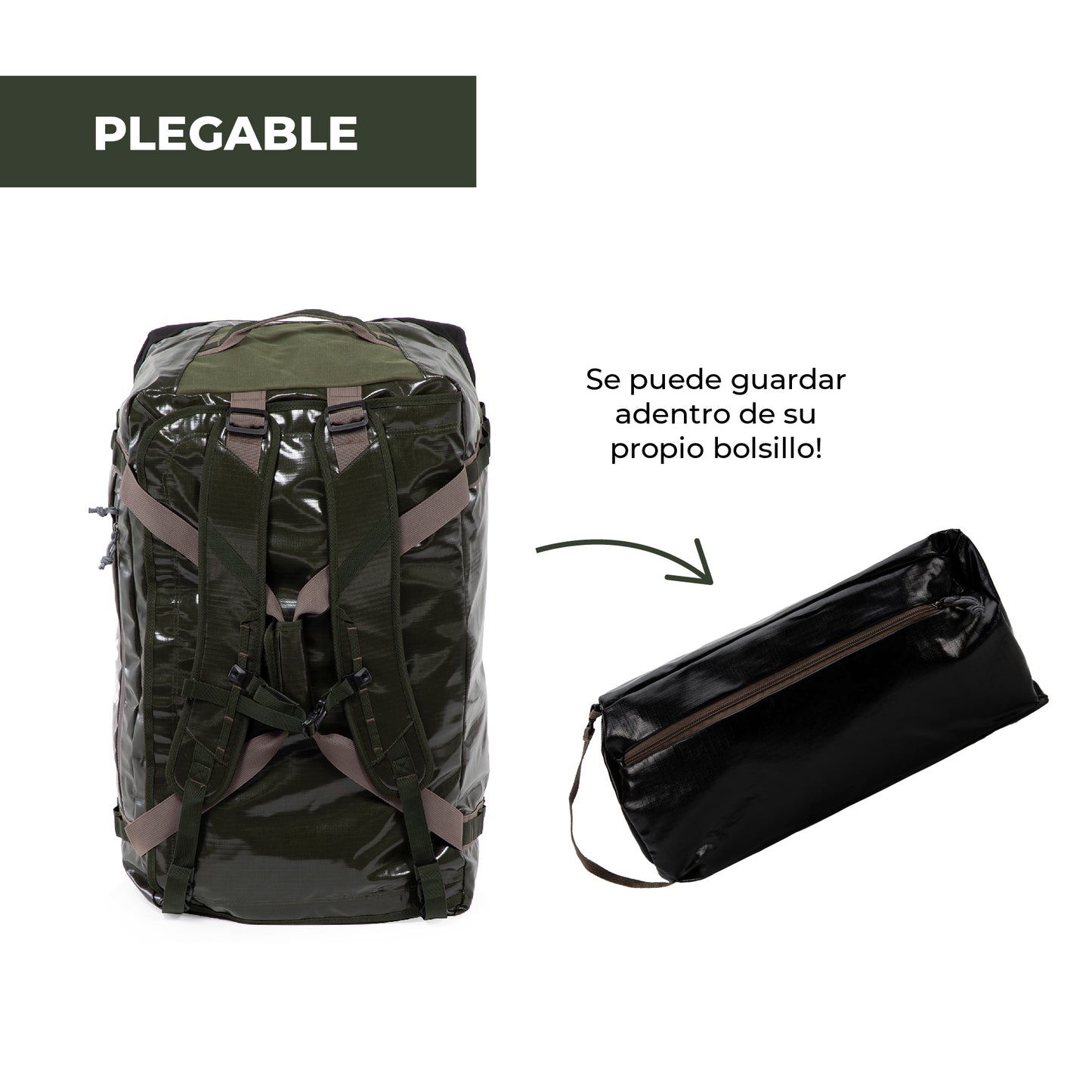 Bolso Mochila Impermeable 80L Roy Verde