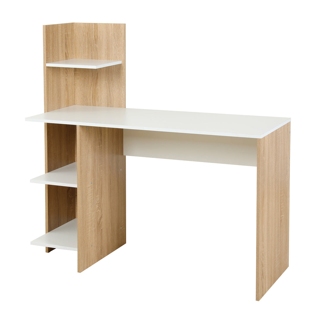 Escritorio con Biblioteca Blanco y Marrón Maple