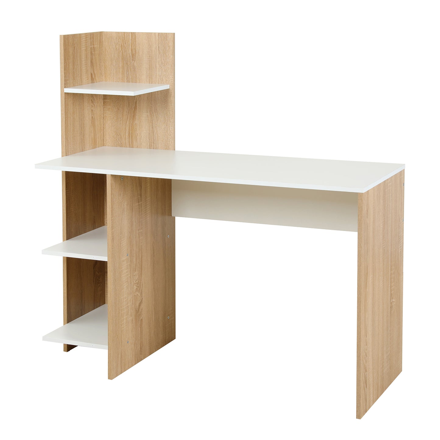 Escritorio con Biblioteca Blanco y Marrón Maple