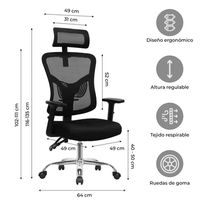 Silla de Escritorio Ergonómica Ankara Silver
