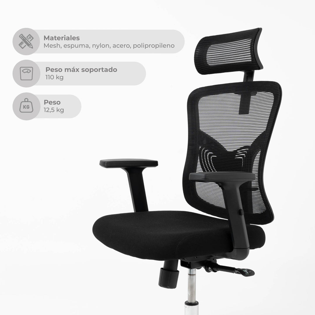 Silla de Escritorio Ergonómica Ankara Silver