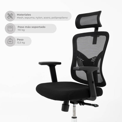 Silla de Escritorio Ergonómica Ankara Silver