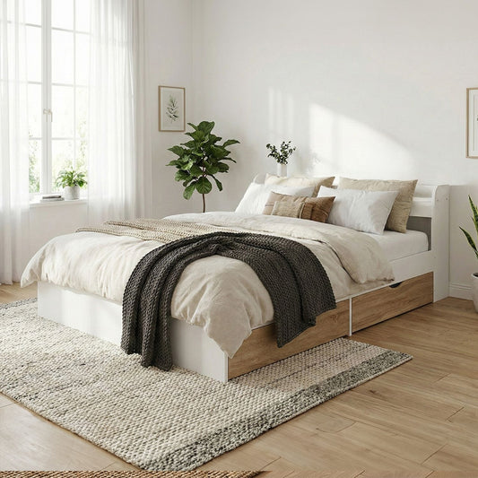 Cama de 2 Plazas Nórdica Con Cajones