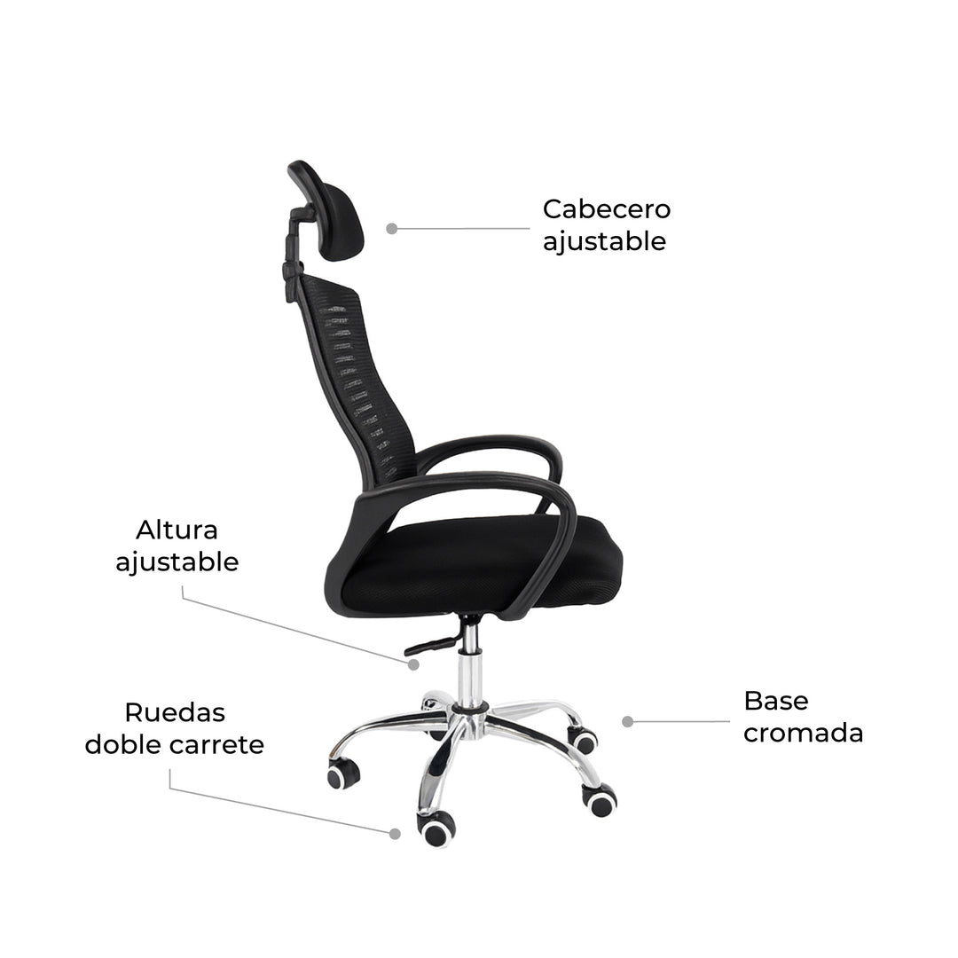 Silla de Escritorio SILL-Q2N Negra
