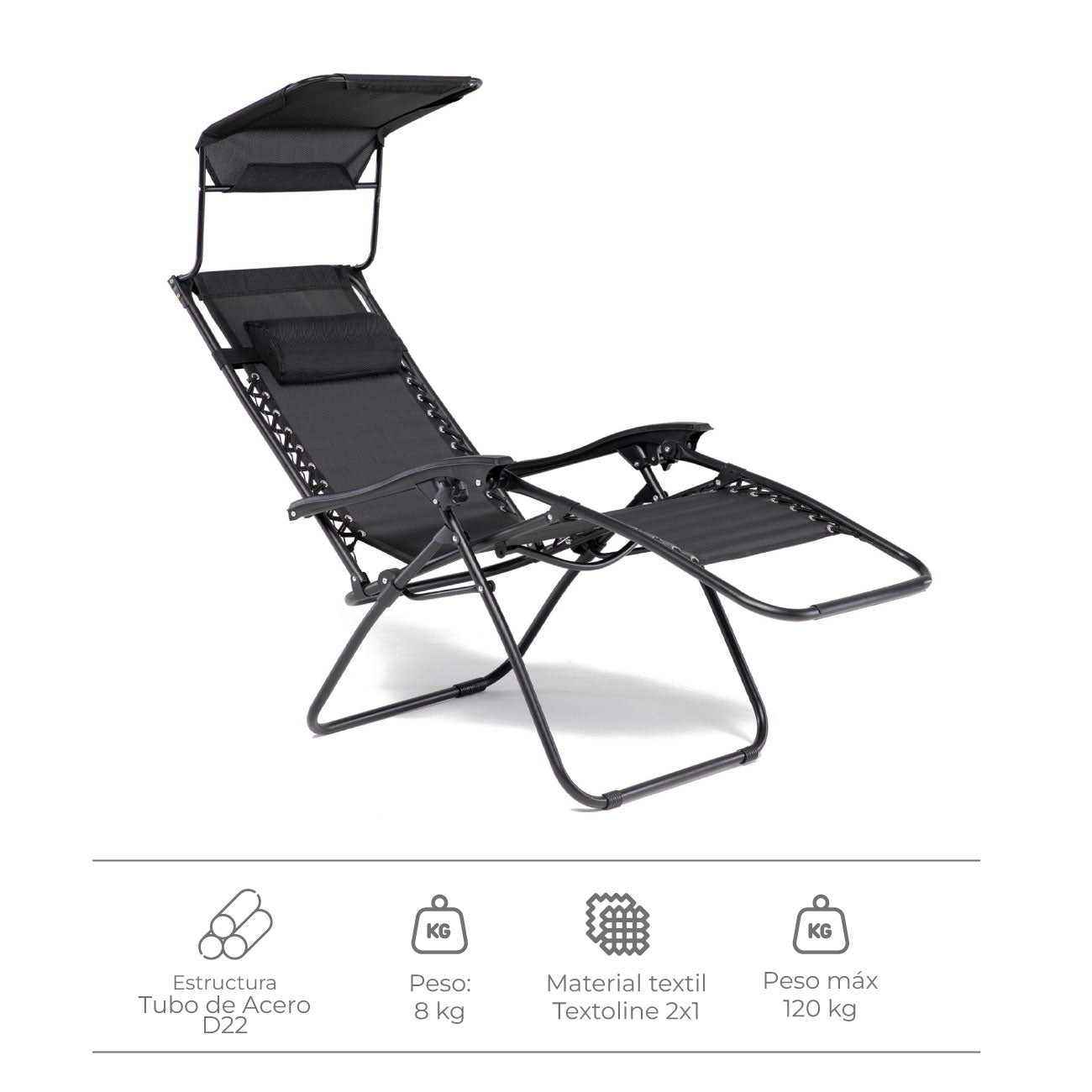 Reposera Zero Gravity con Techo Zen Canopy