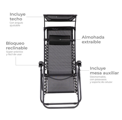 Reposera Zero Gravity con Techo Zen Canopy