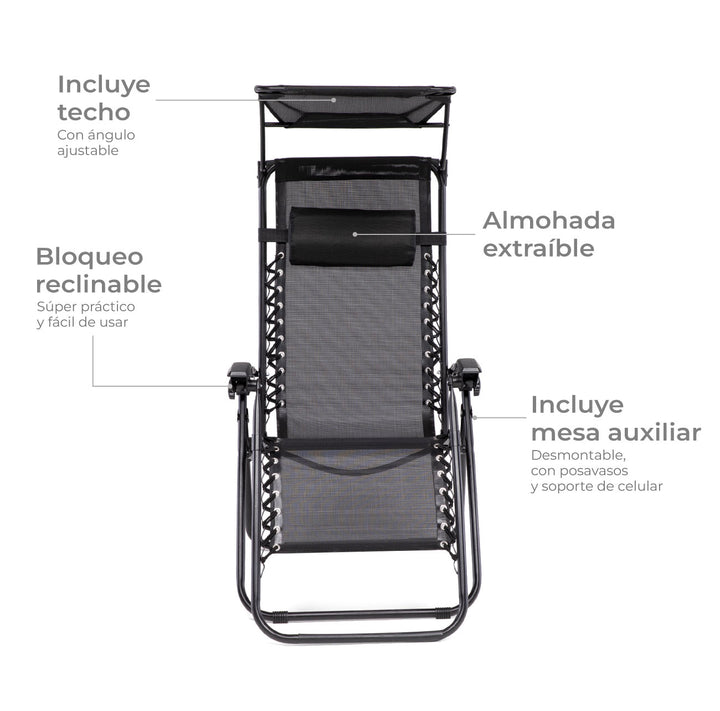 Reposera Zero Gravity con Techo Zen Canopy