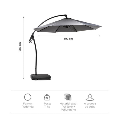Sombrilla Lateral Con Base Grafito