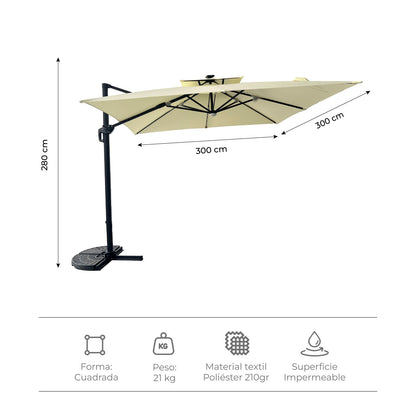 Sombrilla Bright Night Con Luces Crema