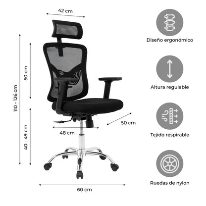Silla de Escritorio Ergonómica Ankara Silver