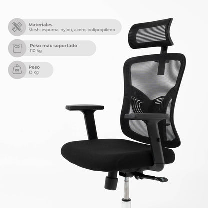 Silla de Escritorio Ergonómica Ankara Silver