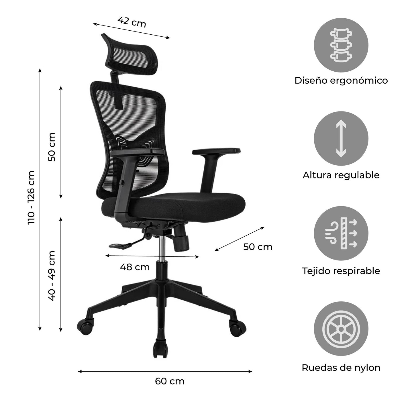 Silla de Escritorio Ergonómica Ankara Black