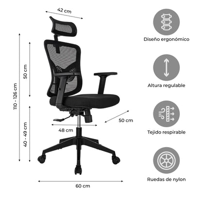 Silla de Escritorio Ergonómica Ankara Black