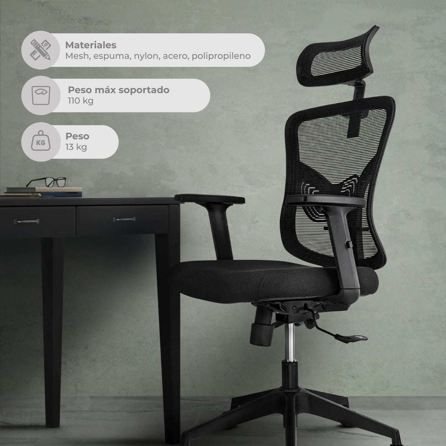 Silla de Escritorio Ergonómica Ankara Black