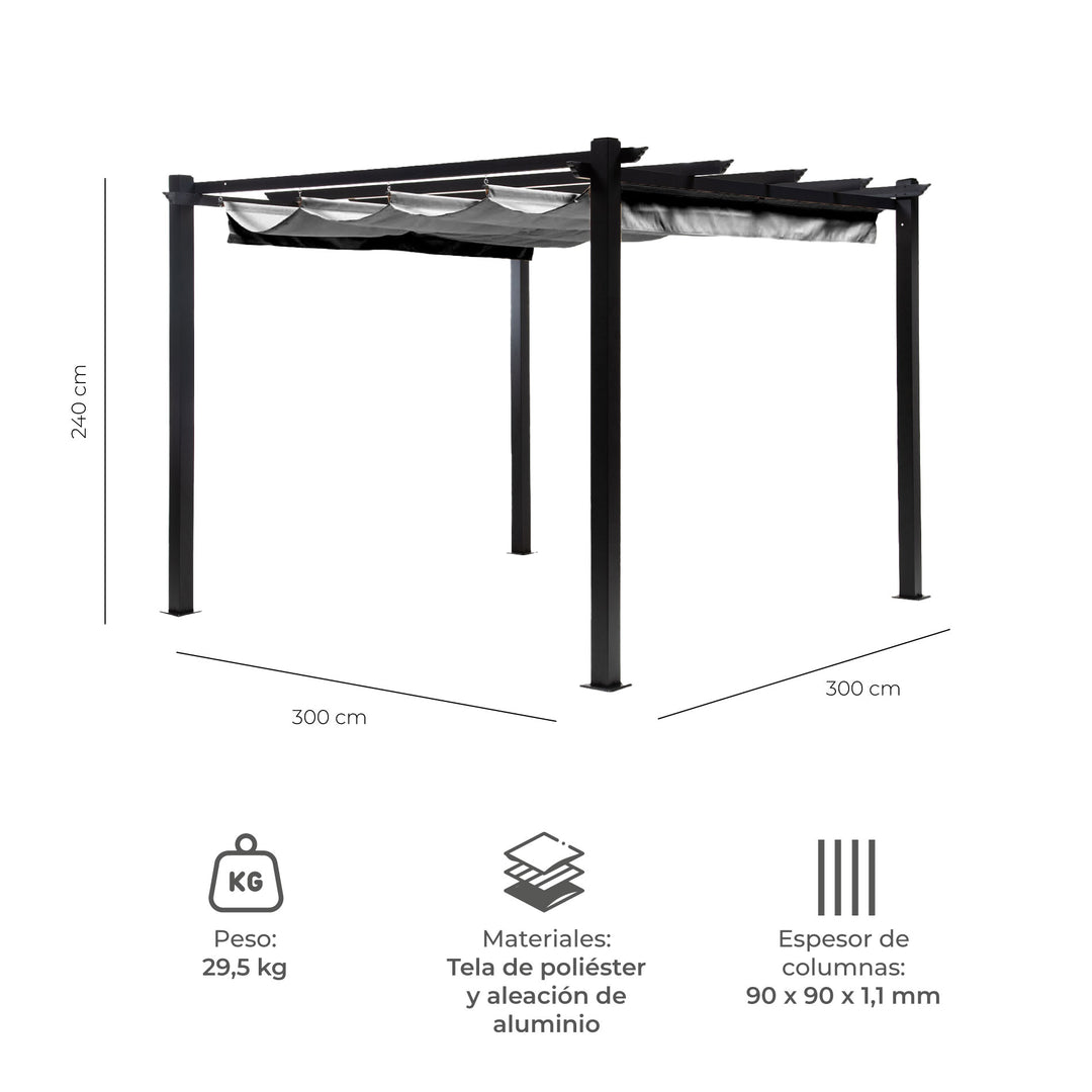 Pérgola Grey Shelter Retráctil 3x3