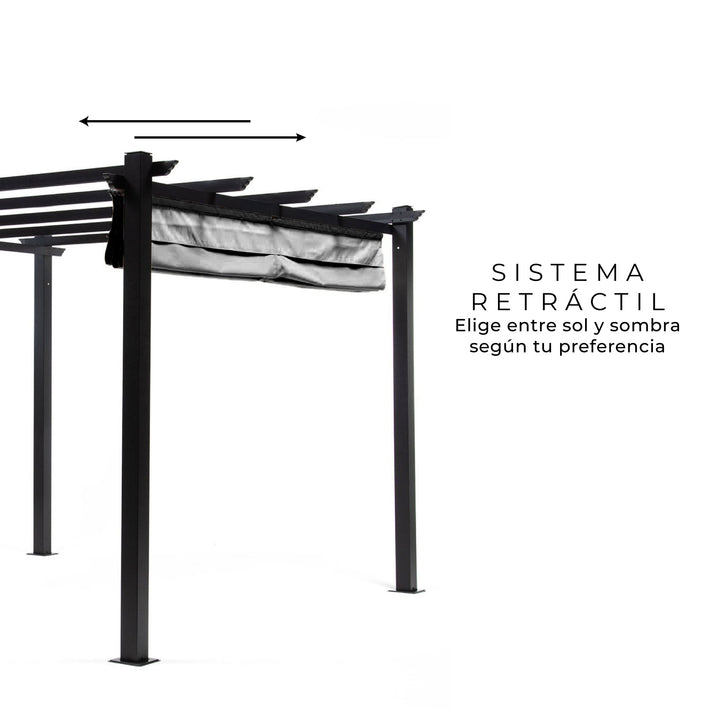 Pérgola Grey Shelter Retráctil 3x3