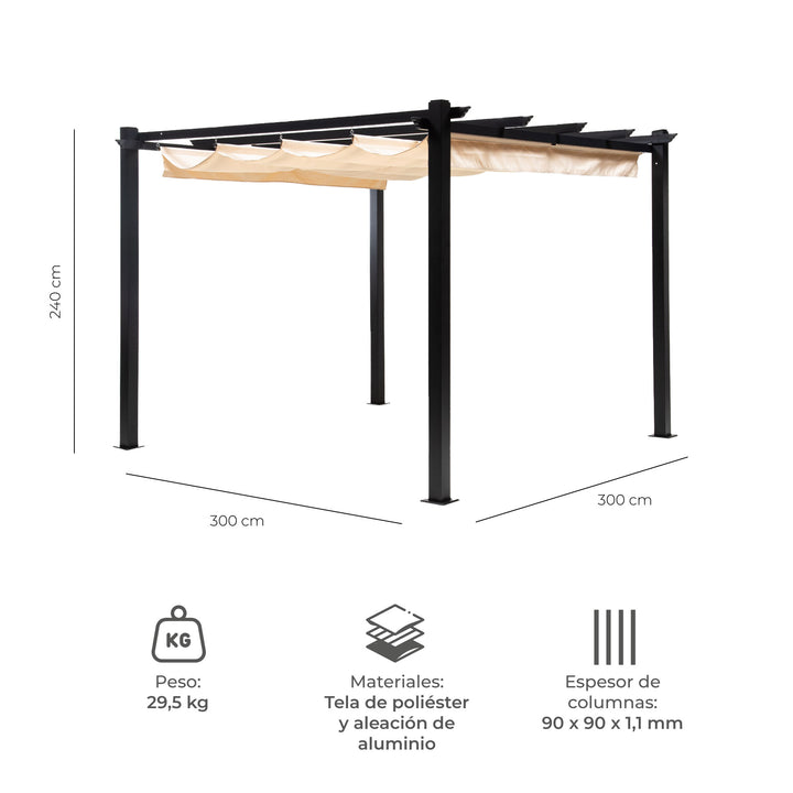 Pérgola White Shelter Retráctil 3x3