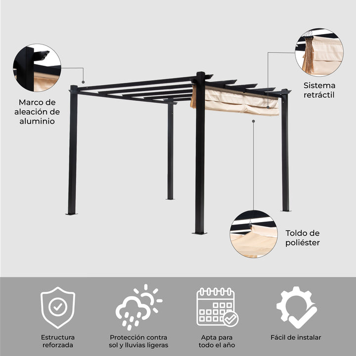 Pérgola White Shelter Retráctil 3x3