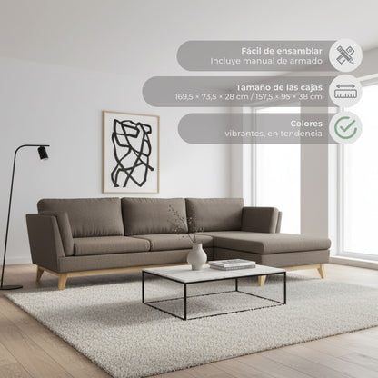 Sillón 3 Cuerpos en L Albano Marrón