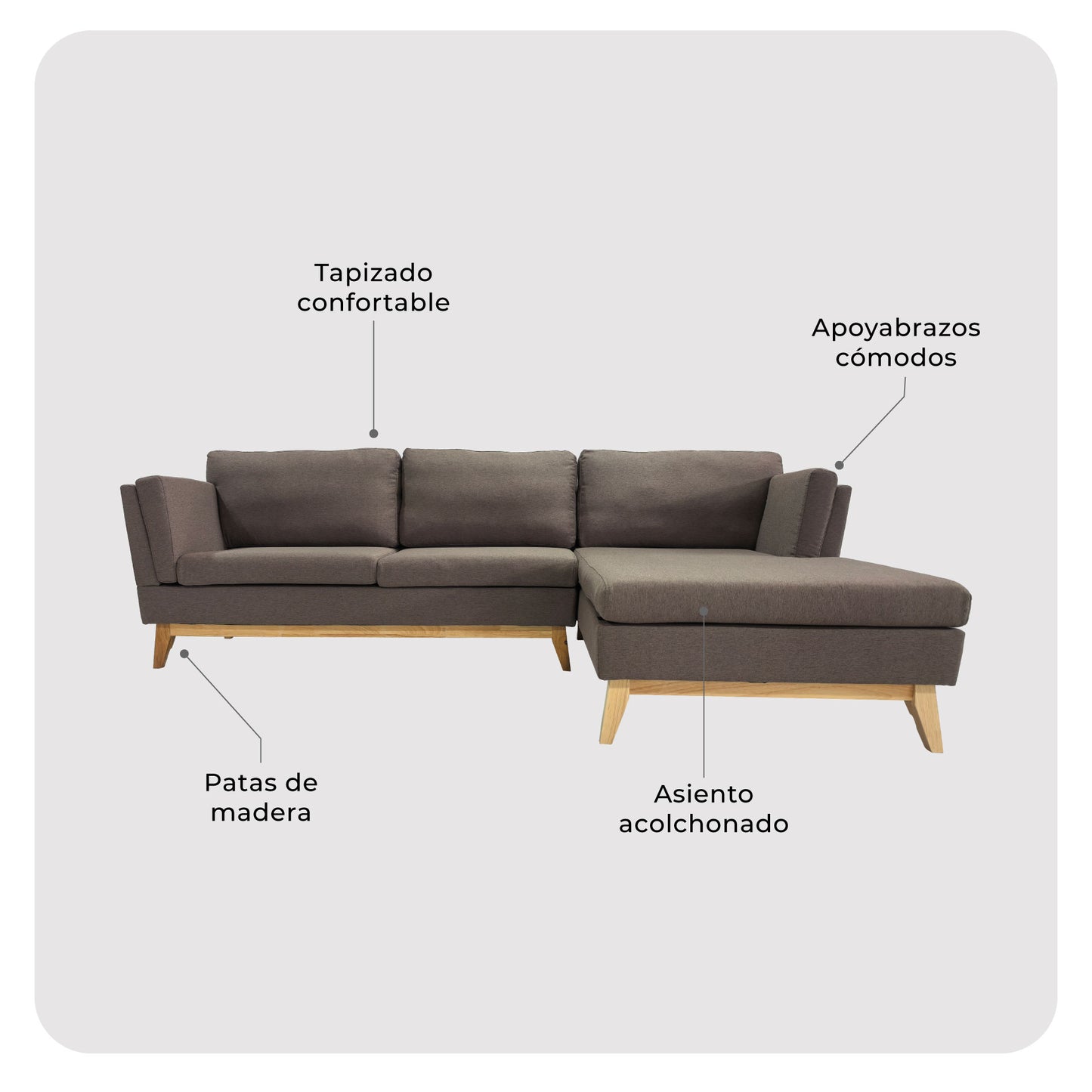 Sillón 3 Cuerpos en L Albano Marrón