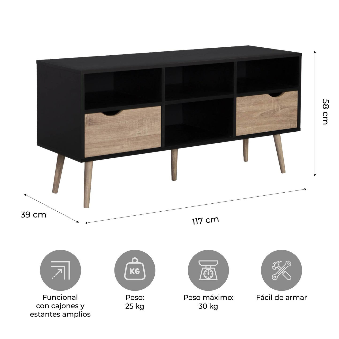 Rack de TV Bolonia Black
