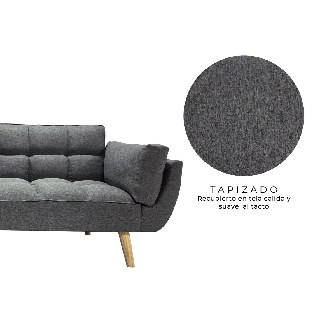 Sofá Cama 3 Cuerpos Buher Gris