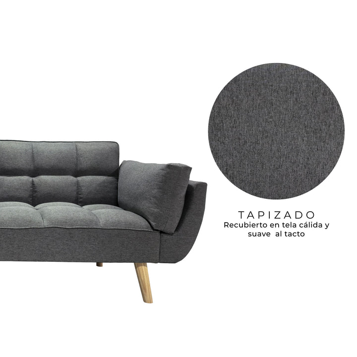 Sofá Cama 3 Cuerpos Buher Gris