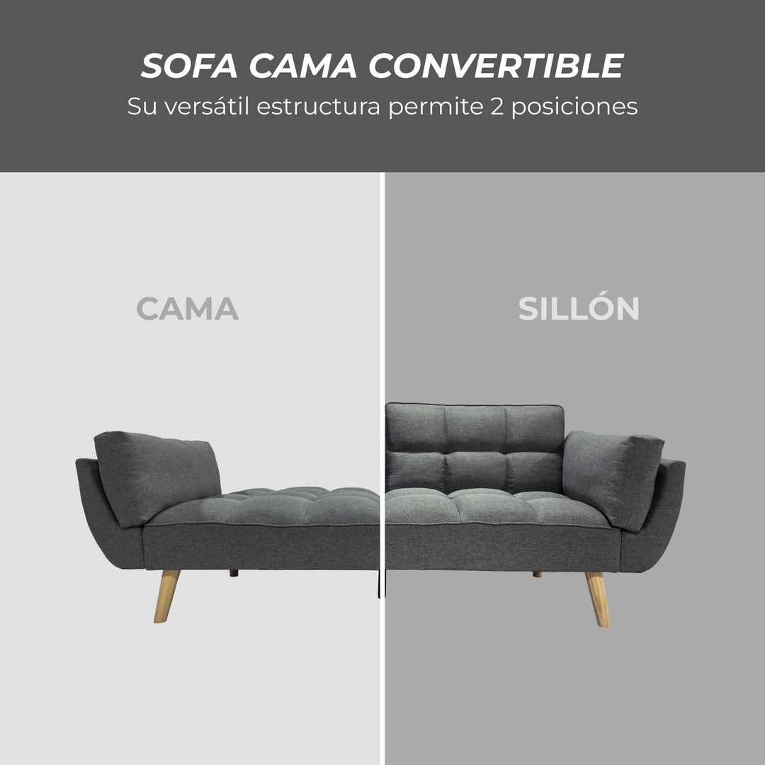 Sofá Cama 3 Cuerpos Buher Gris