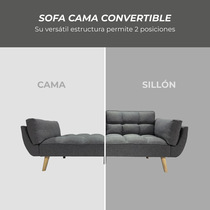 Sofá Cama 3 Cuerpos Buher Gris