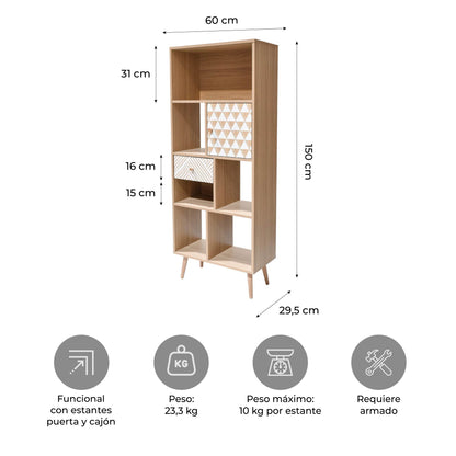 Biblioteca Bukler con Puerta y Cajón