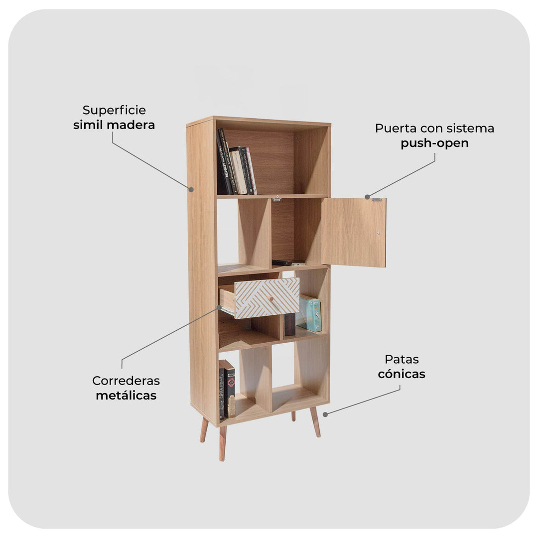 Biblioteca Bukler con Puerta y Cajón