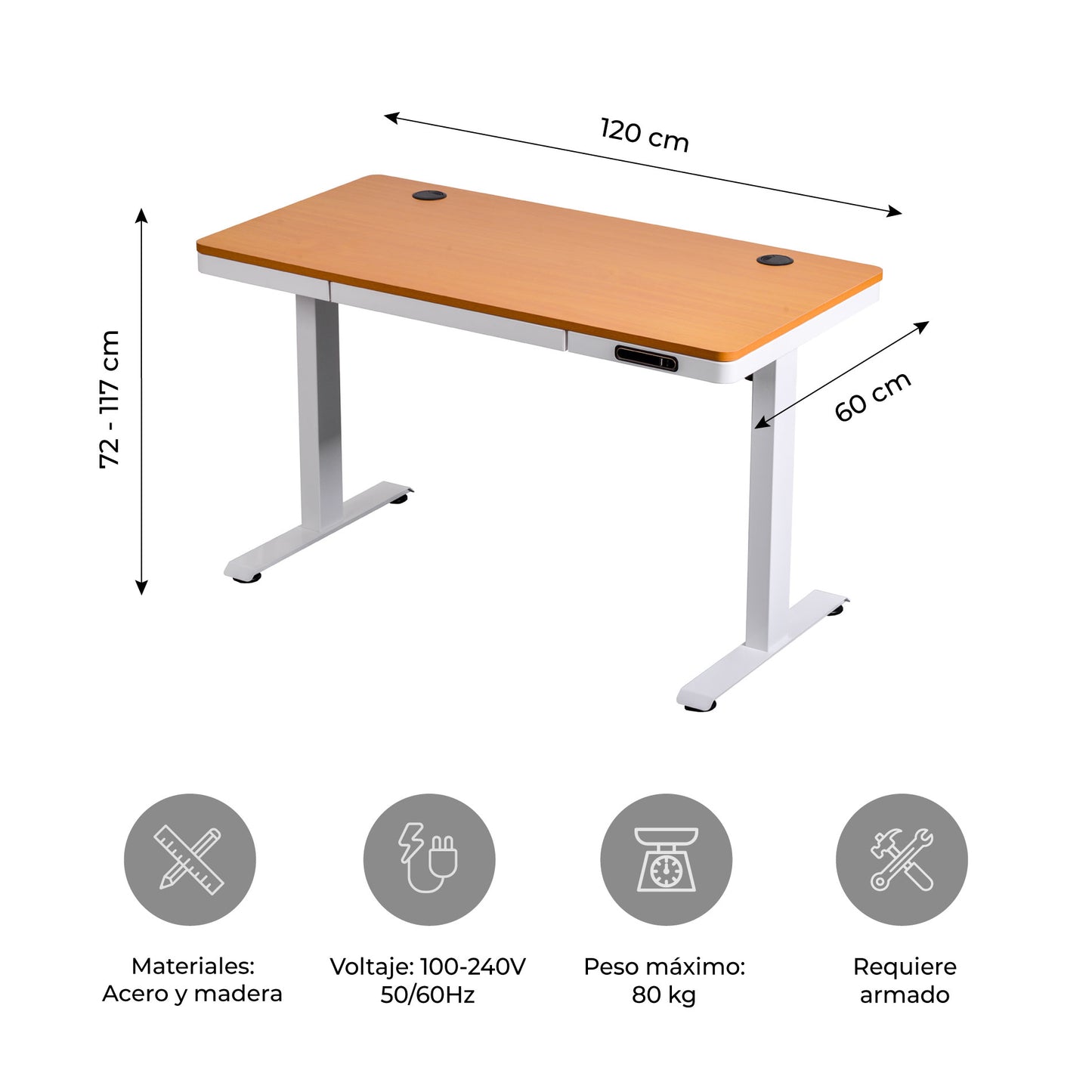 Escritorio Eléctrico Elevable Oak Pro