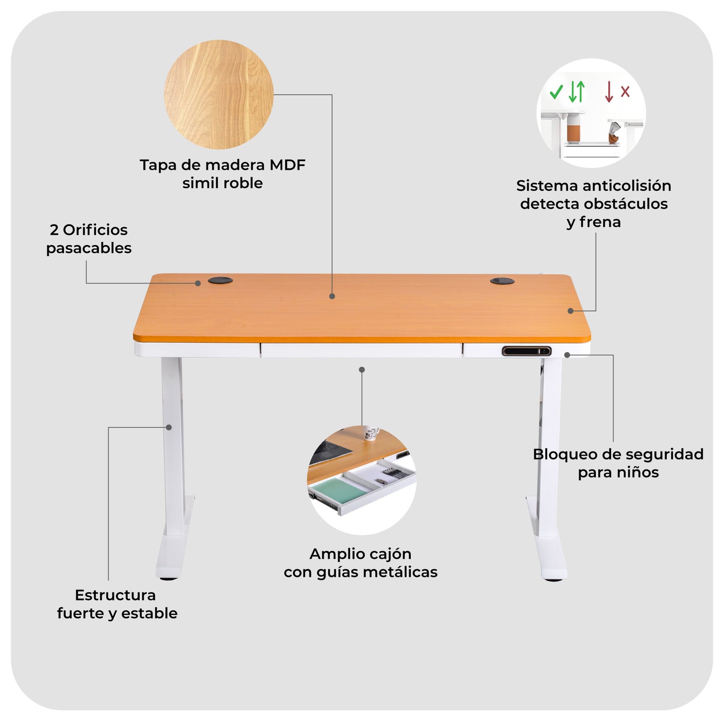 Escritorio Eléctrico Elevable Oak Pro