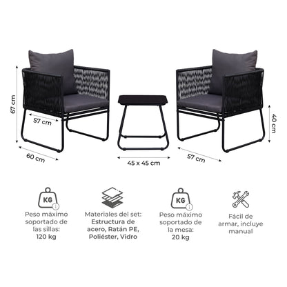 Set Exterior de Sillas y Mesa Kiri