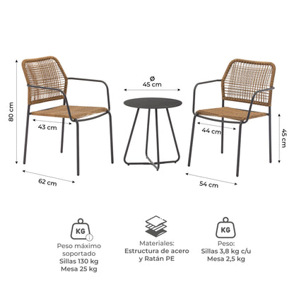 Set Exterior de Mesa y Sillas Luan
