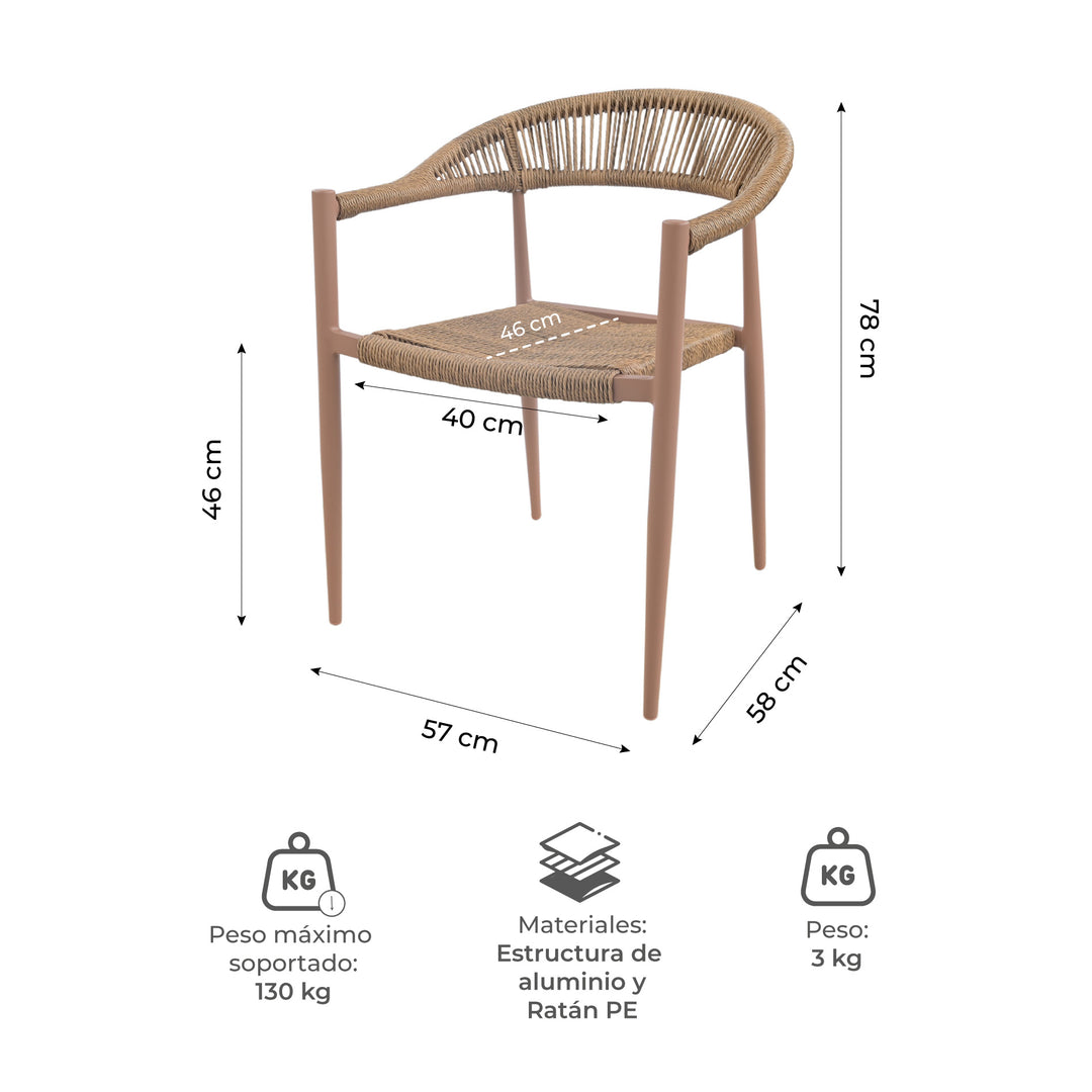 Silla de Exterior Malaki Marrón
