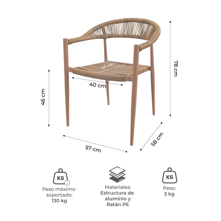 Silla de Exterior Malaki Marrón