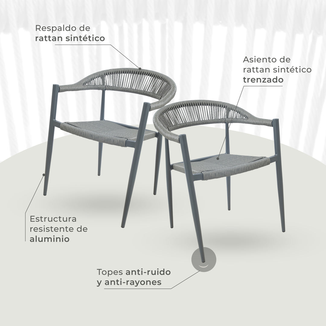 Silla de Exterior Malaki Gris